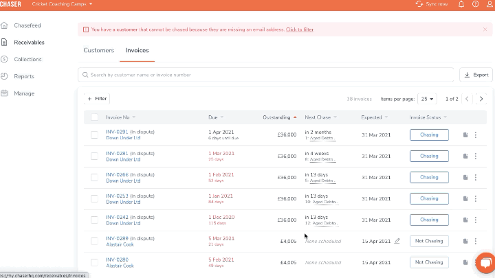 Gif showing how to use disputed invoices