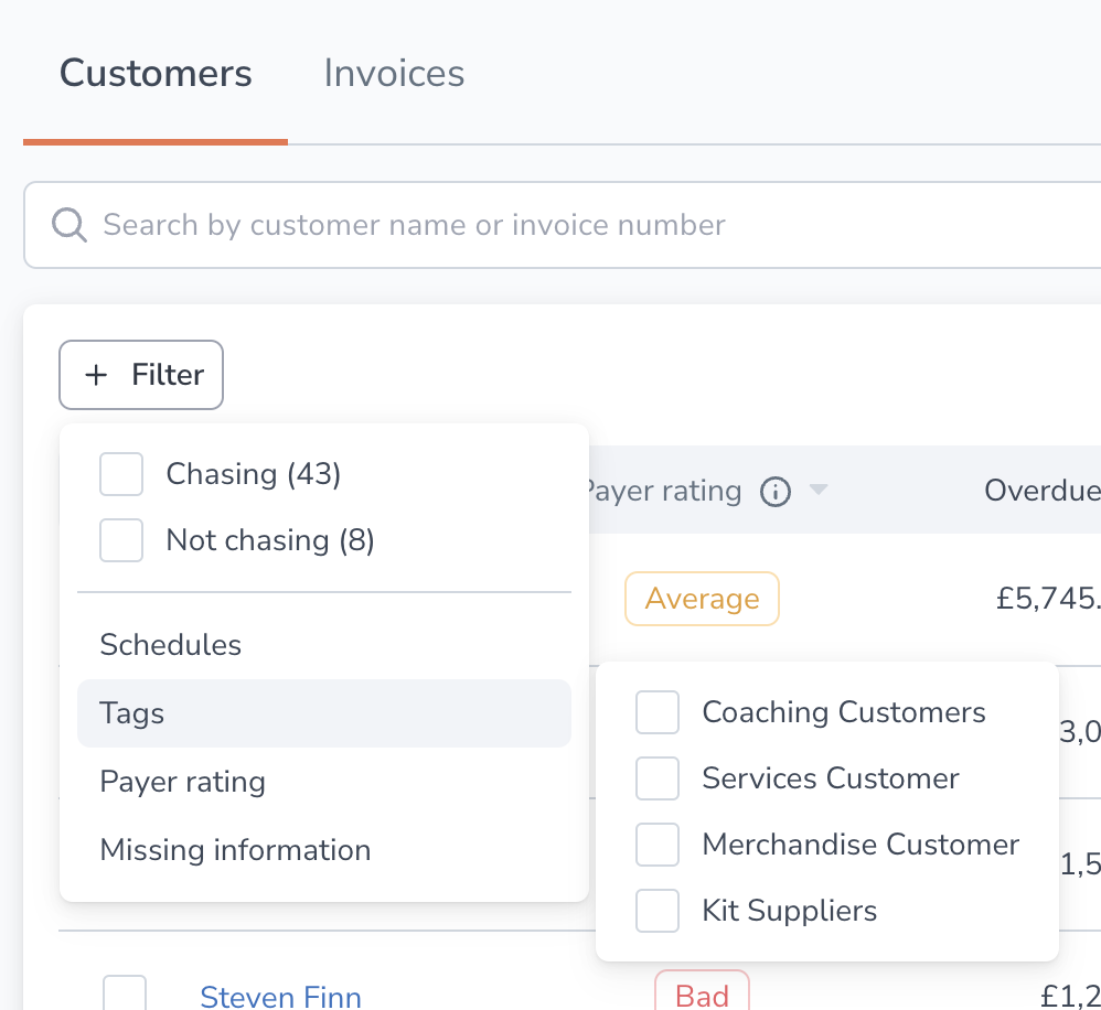 Categorize customers using customer tags